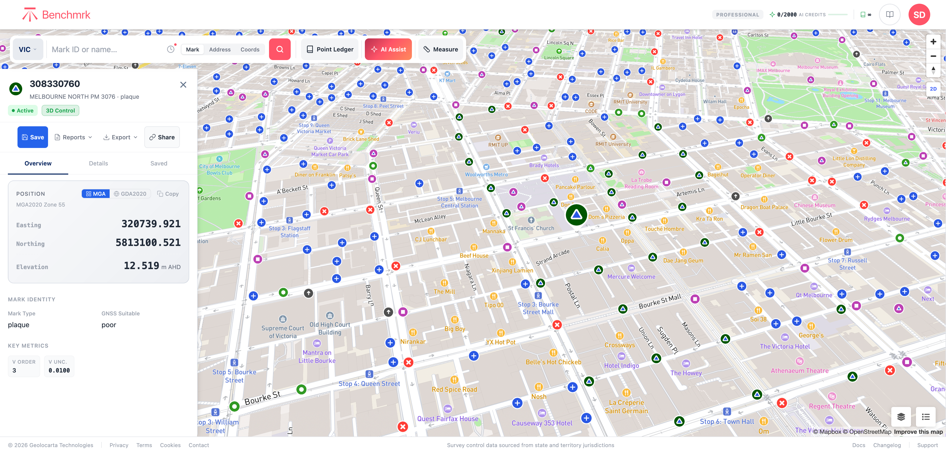 Benchmrk web app — survey control search interface